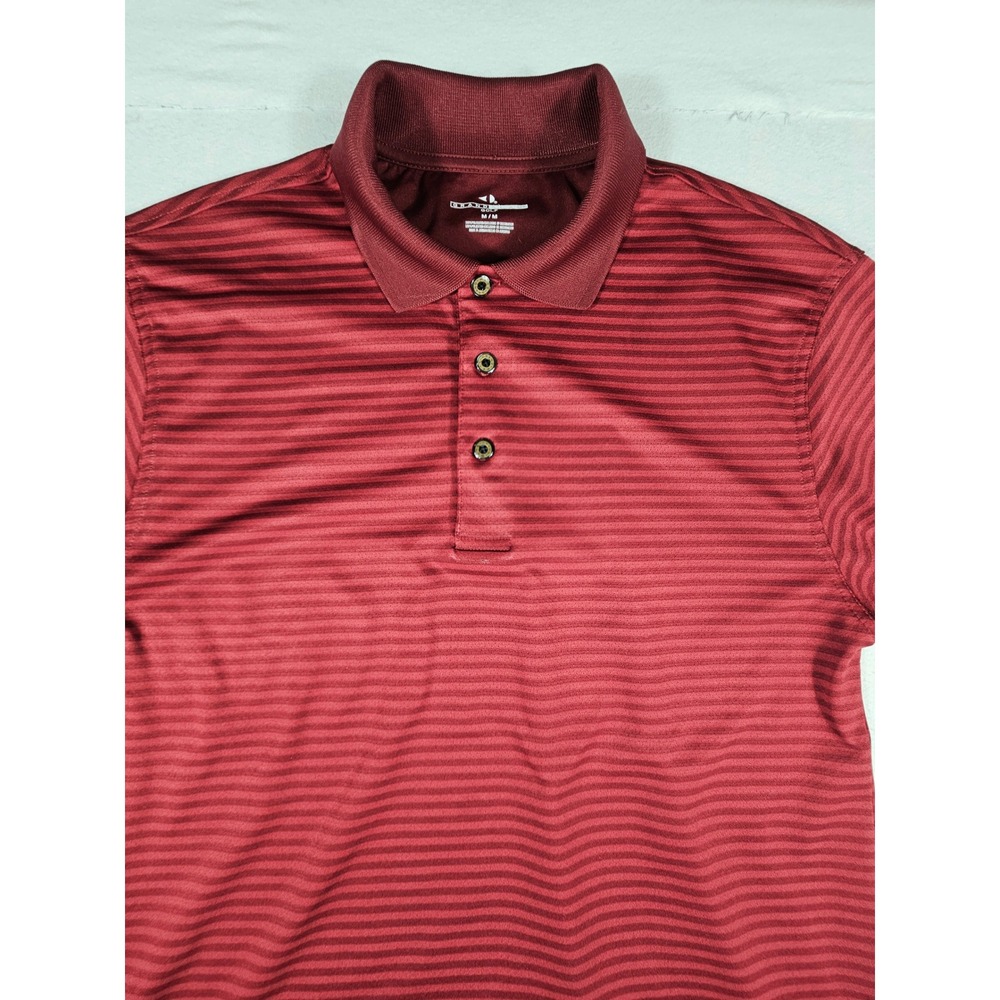 Grand Slam Golf Mens Maroon Striped‎ Performance Polo Shirt Medium  Short Slv